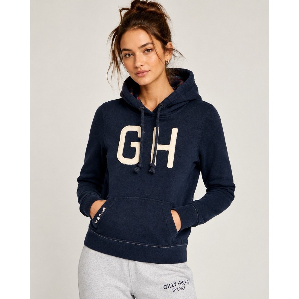 Gilly‎ Hicks Sydney Hoodie Womens Large Navy GH Logo Y2K Pullover Sweatshirt